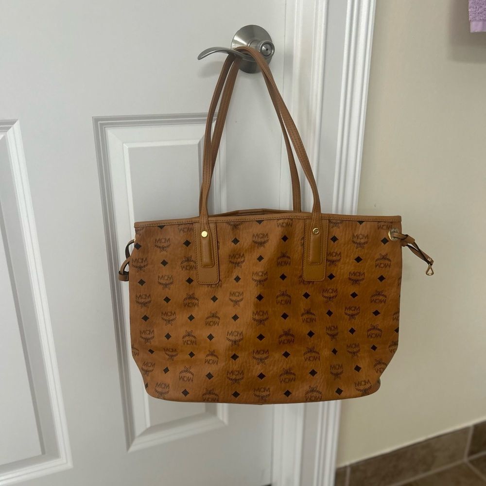 MCM Cognac Monogram Tote Bag